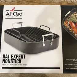 All-Clad HA1 Nonstick Roasting Pan w Rack 16x13, New