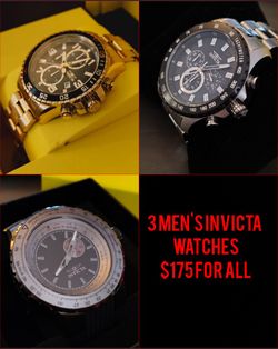 $175 FOR ALL 3 MEN'S INVICTA WATCHES