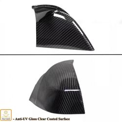 Brand New Real Carbon Fiber M Style Car Side Mirror Add On Cover Caps For 2017-2024 Tesla Model 3

