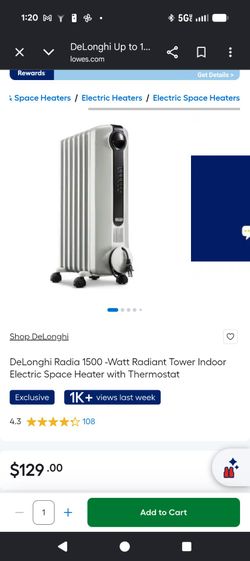 DeLonghi Radia 1500-Watt Electric Space Heater