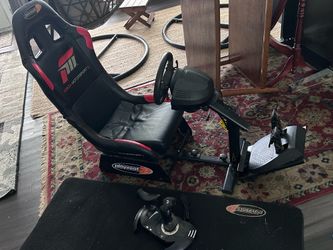 Forza Motorsport 3 Playseat Evolution Rug and Chair  w/ Thrustmaster Pedals, Steering Wheel, Joystick Controls