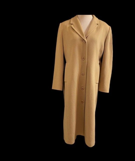 L.L. Bean Women's Wool Cashmere Camel Coat Size 12