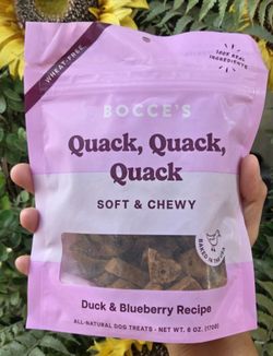 Bocce's Bakery Quack Quack Quack Duck & Blueberry Recipe Soft & Chewy Dog Treats