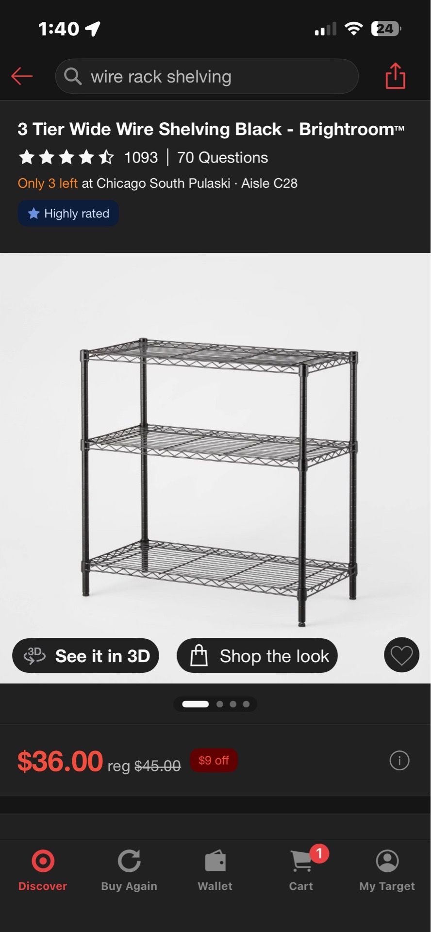 3 tier wire rack / Black