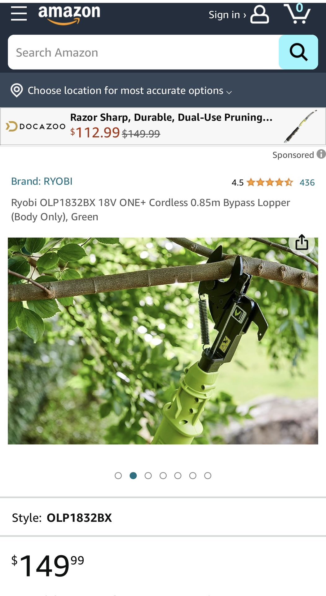 Ryobi 18V Cordless Looper Tool Only Model P4362BTL New In Factory