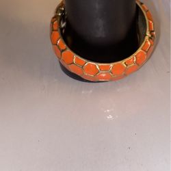 Oranges Enamel Hinged Mermaid Scales Bangle Bracelet 