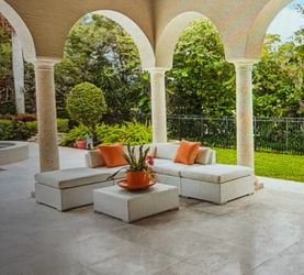 Outdoor Sectional Couch with matching glass coffee table