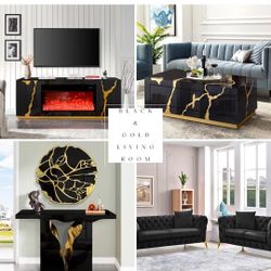 Black & Gold Living Room Furniture 