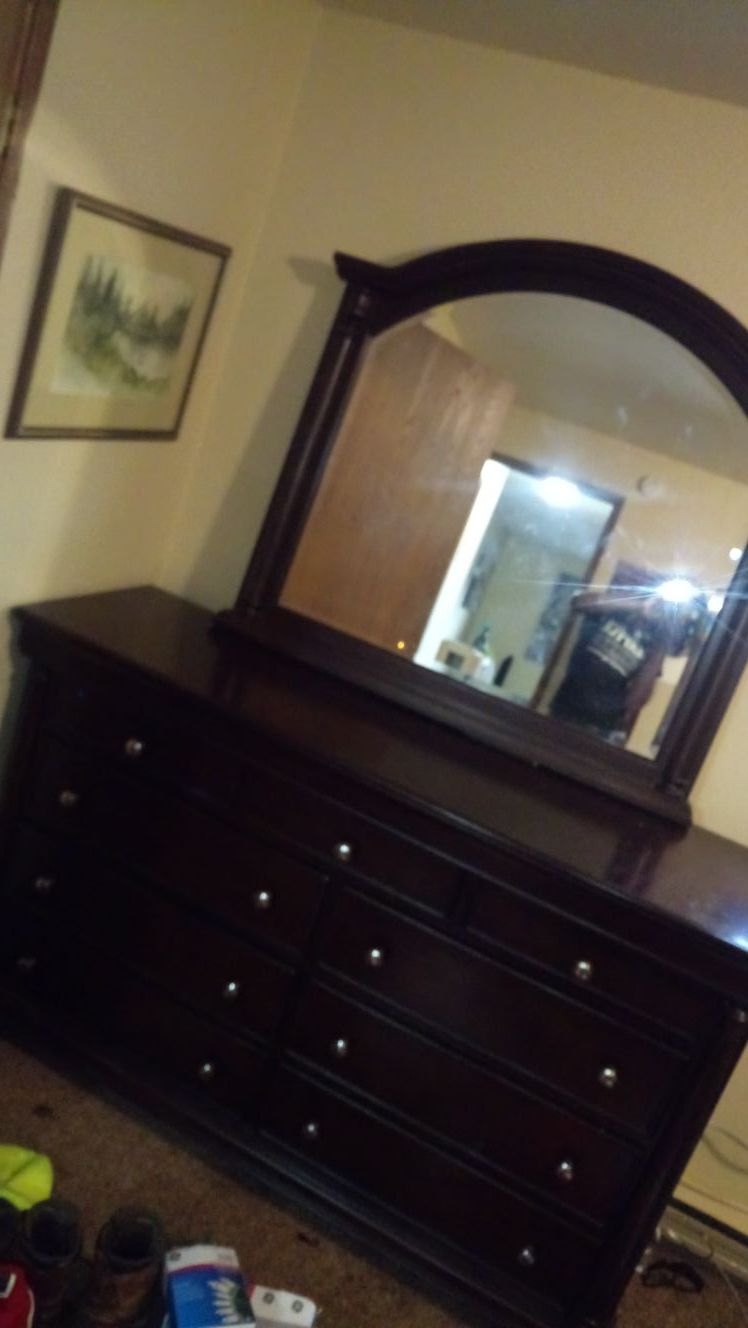Dresser with Mirror and nightstands