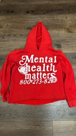 Euphoric Cropped Mental Health Hoodie Red