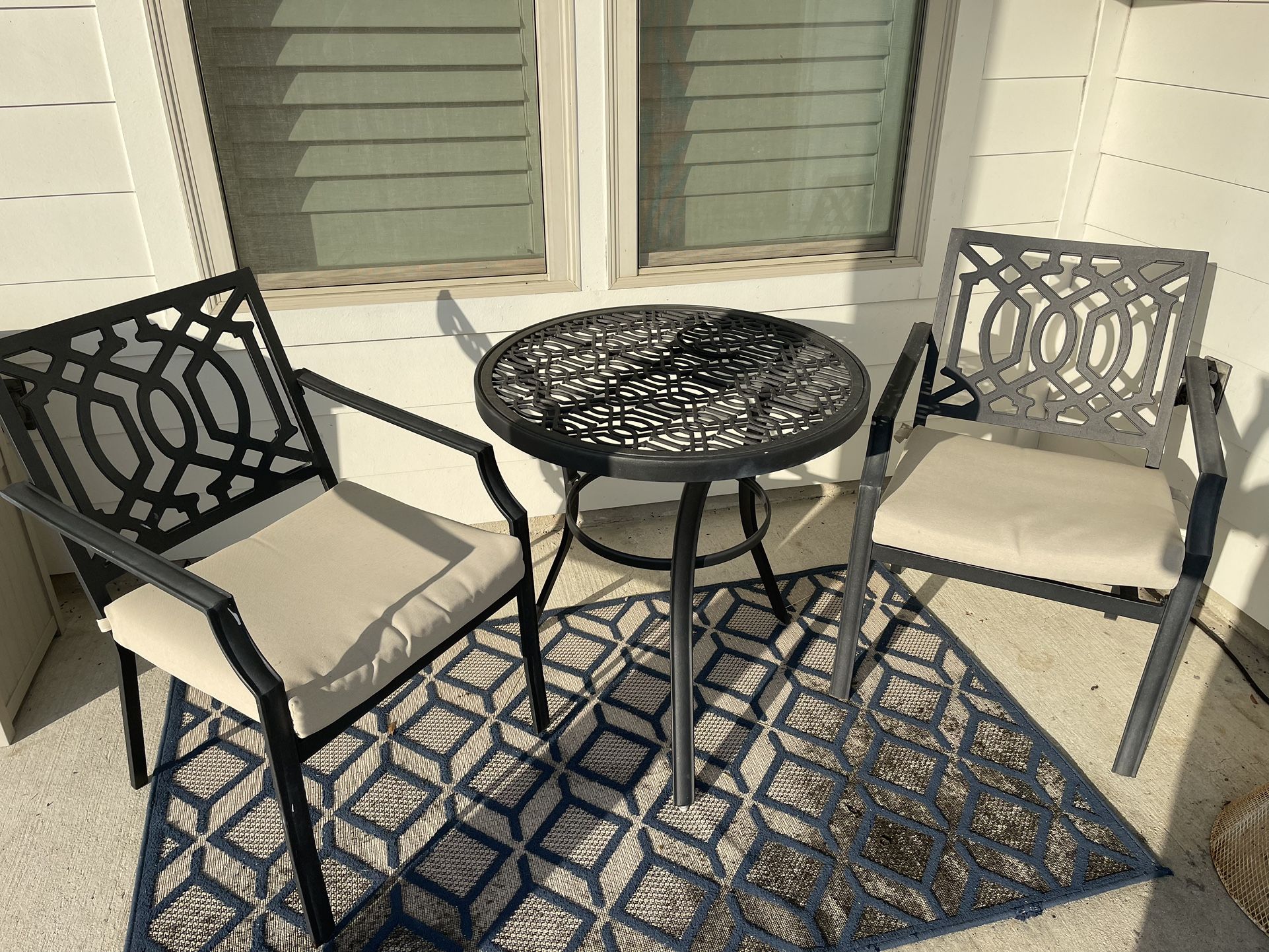 Black Porch Table With 2 Chairs