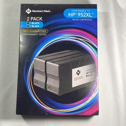 HP952XL Black Inkjet Cartridge 2 Pack Printer Member's Mark  New Refill Printer