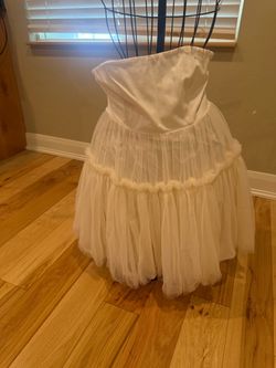 White Strapless Tulle Ball Gown Dress