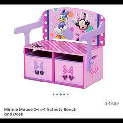Minnie Mouse 2 In 1 Activity Bench & Desk/ Minnie Mouse/ Disney/ Toys/ Toddler/kids/ New