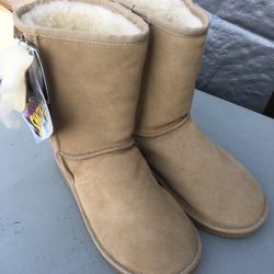 **SHAQ Edition** EMU RIDGE AUSTRALIA BEIGE SUEDE MERINO WOOL LINED BOOTS MEN10