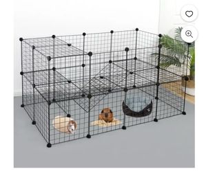 HomGarden HomGarden 36 Panels Small Animal Playpen DIY Pet Cage Metal Mesh W/ Ramp for Bunnies Puppies