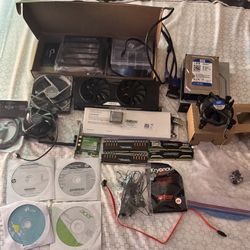 Computer Case, Monitor, Computer Parts Bundle 