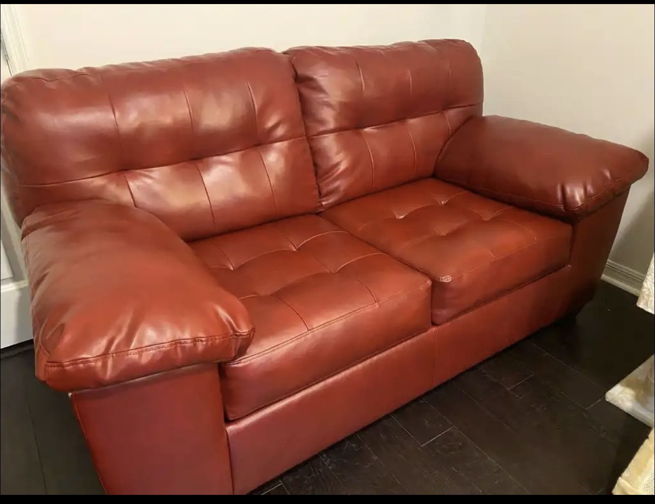 Red Leather Loveseat