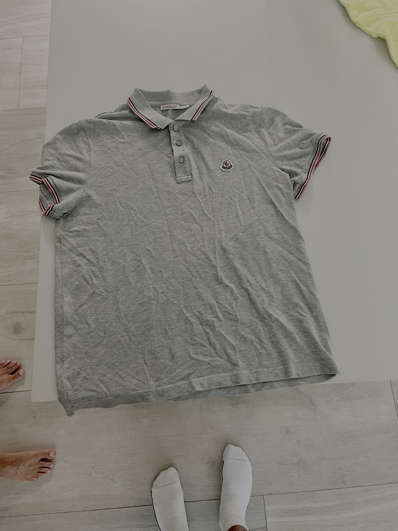Gray Moncler Collared T Shirt
