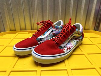 Vans Old Skool Red Tropical Floral Print Sneakers Mens 11.5