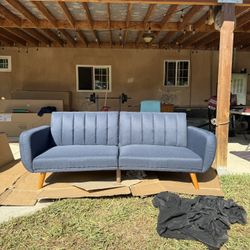 Novogratz Blue Linen Futon