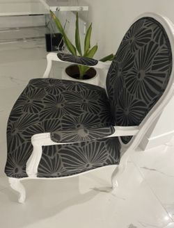 Accent chair white Wood gray fabric