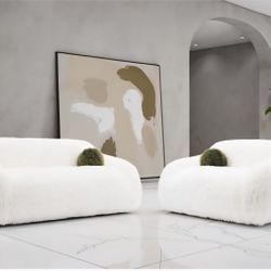 Sofa An Loveseat White Faux FUR, New Especial Price 