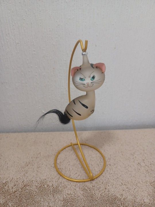 Vintage De Carlini Xmas Blown Glass Ornament