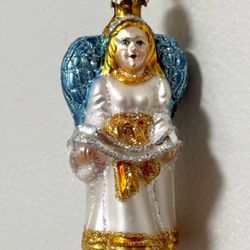 Vintage Angel Old World Christmas Glad Tidings Blown Glass Tree Ornament Decor