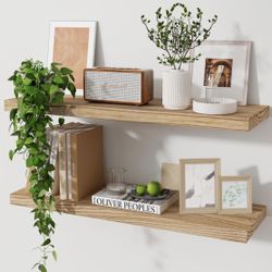 Floating Shelves, 24 Inch Wall Shelf Set of 2, Rustic Wood Shelves for Wall Storage
