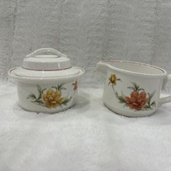 Vintage Versatone By Noritake Sugar Bowl And Creamer Set 