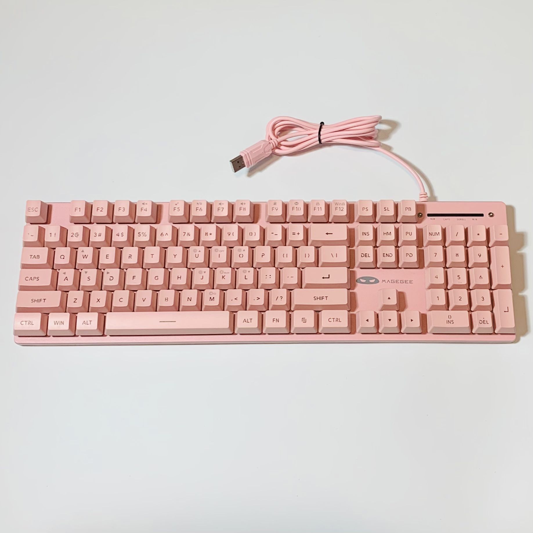 MageGee GT838 Wired USB Gaming Membrane Keyboard Pink RGB Backlight TESTED