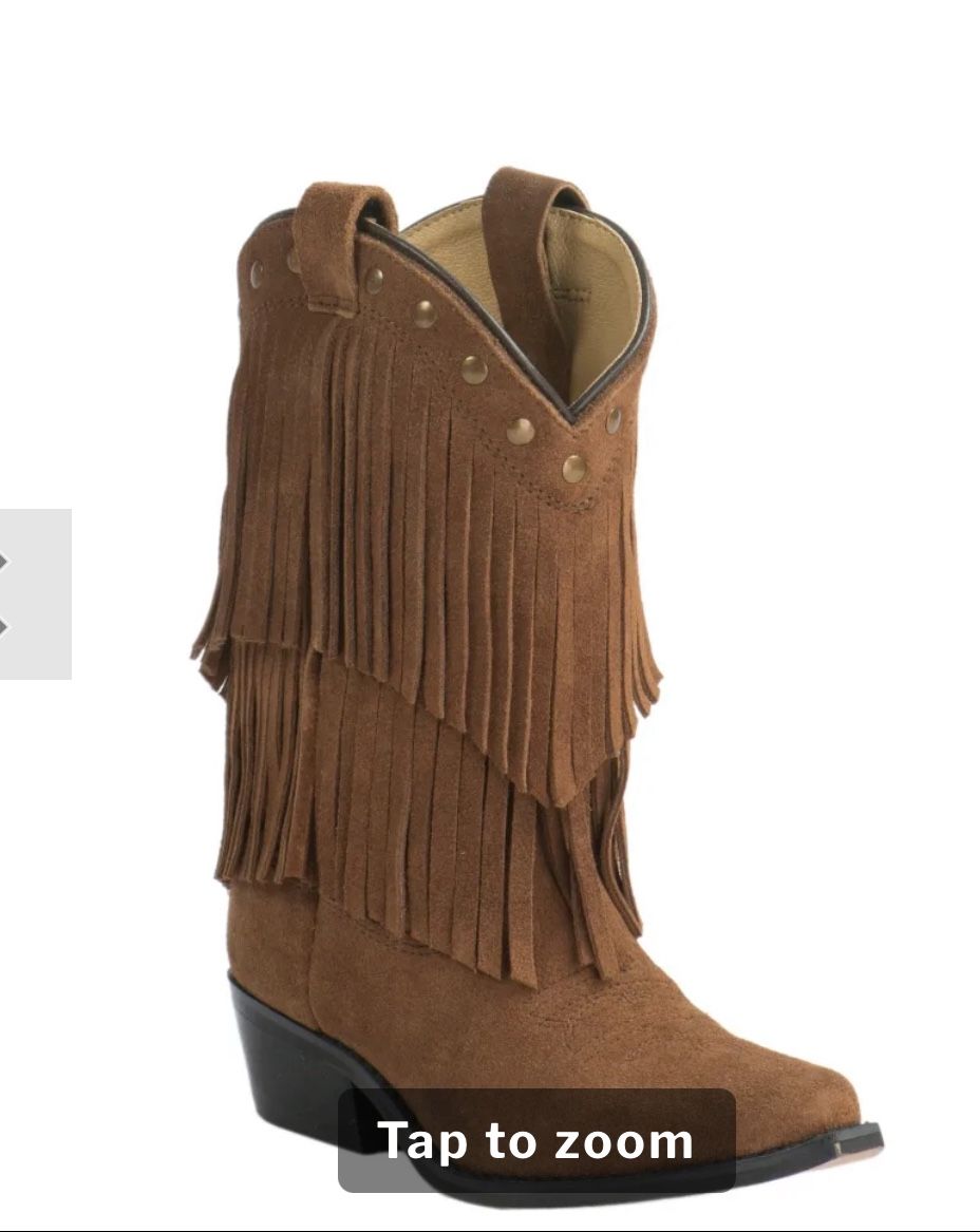 Ariat Smoky Mountain Youth Tan Suede with Fringe Western Traditional Toe Cowboy Boots