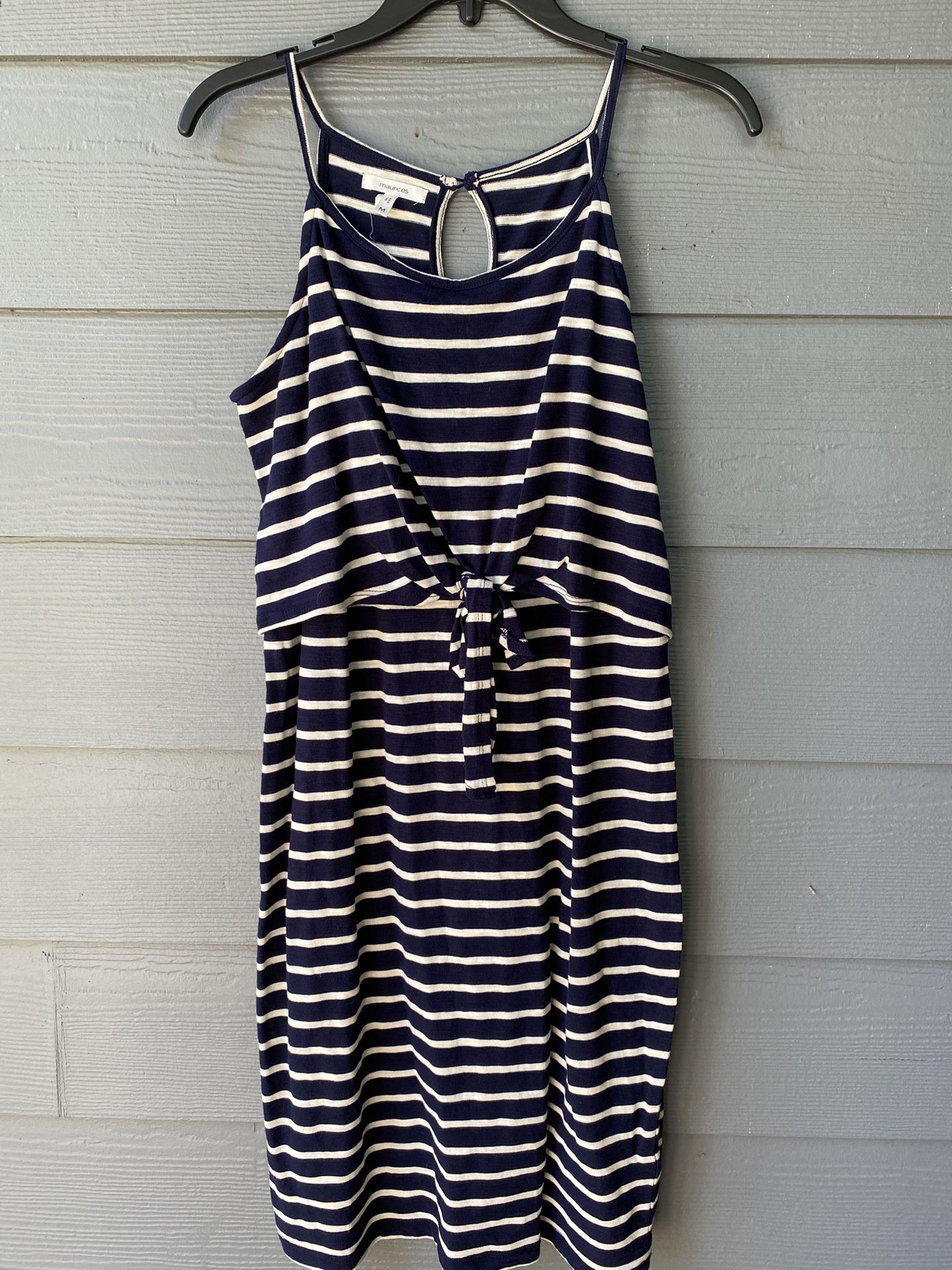 Maurices Women’s Size M Blue Striped Jersey Knit Sleeveless Summer Dress