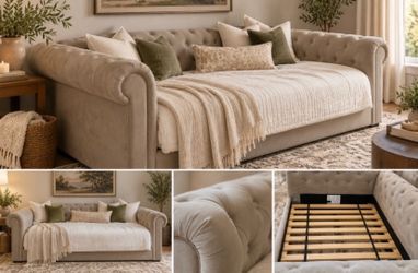 Light Gray Tufted Upholstered Sofa