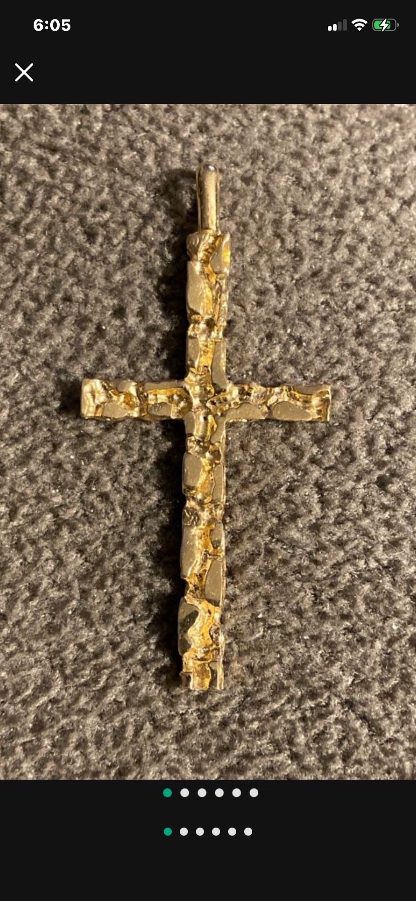 Large 14 Karat Gold Nugget Cross