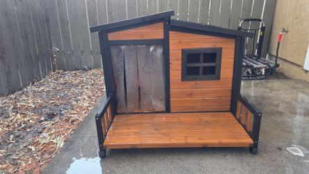 Large Wooden Dog House with Porch