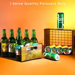 Wooden Baskets，Gifts for beer lovers or Storage，Wooden Beer Basket For Storing Beer，Designed For Bars,Birthday Parties.(Pack of 2)（One Big and One Sam