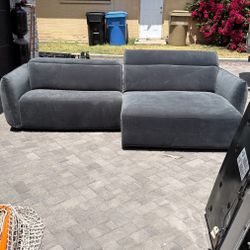 Blue Gray Performance Velvet Couch