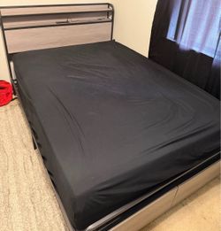 Industrial Metal Bed with Storage Drawers