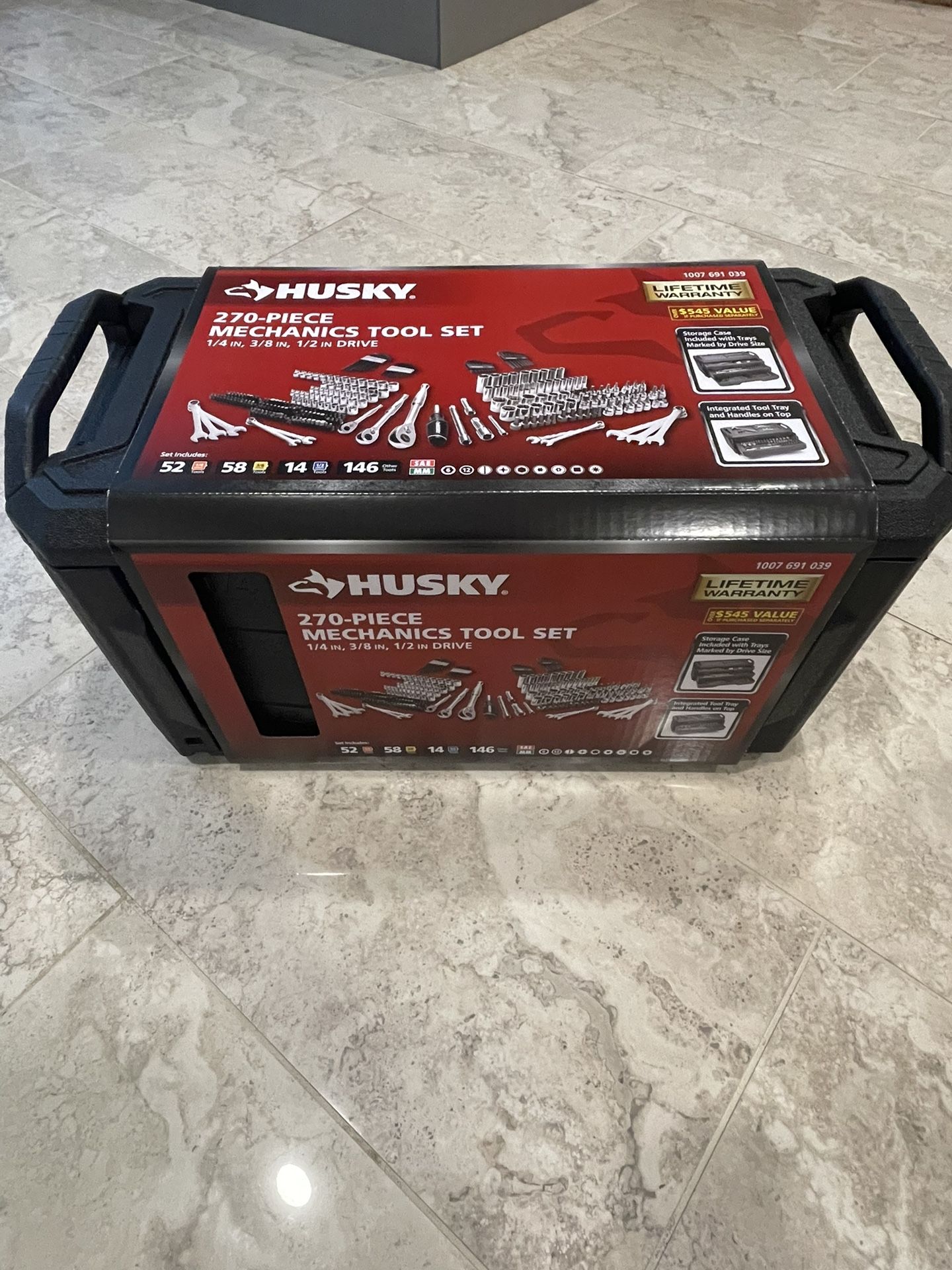 Husky 270 Piece Mechanic's Tool Set With 3 Drawer Case Box (BRAND NEW)