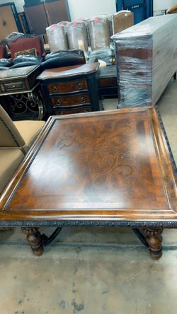 Spanish Baroque Style Marquetry Inlaid Coffee Table