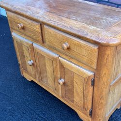 Kitchen Oak Table, Chest And Chairs
