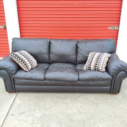 FREE DELIVERY - Black Leather Ethan Allen Sofa
