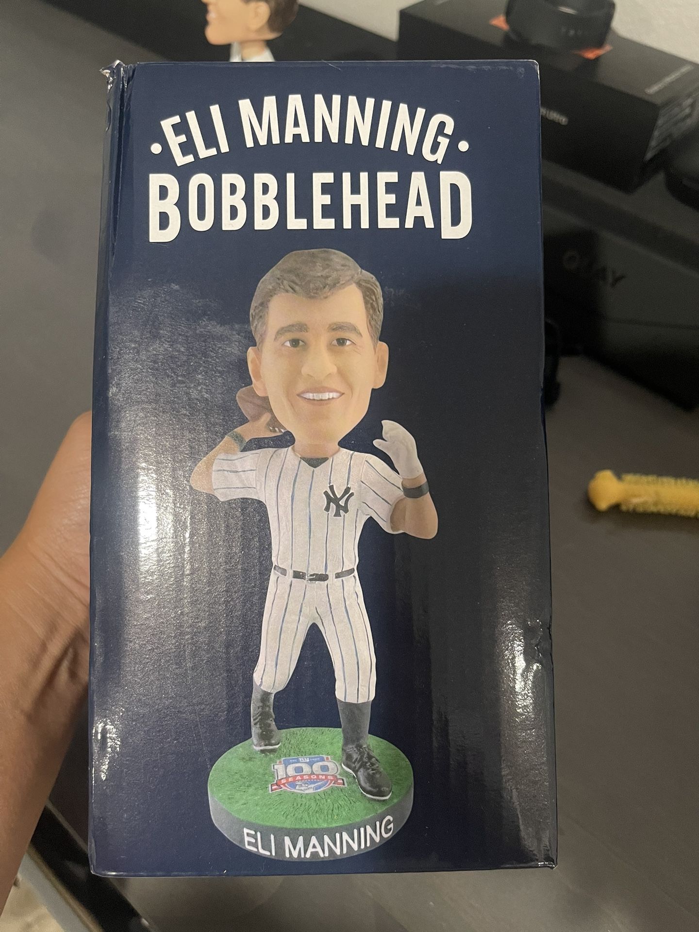 Eli Manning NY Yankees SGA Bobblehead 8/4/2024 New In Box MLB NFL 100th Giants