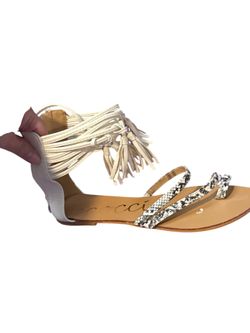 Gucci Style Tassel Gladiator Sandals Women’s Size 10 – Lace-Up Ankle Wrap Boho