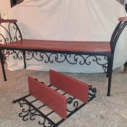 Custom Bent Iron  &  Wood- Bench &Hanging Shelf