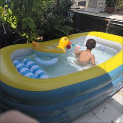 Brand New 10FT 4-Ring Inflatable Family Swimming Pool | 10’ x 5.7’ x 24”
