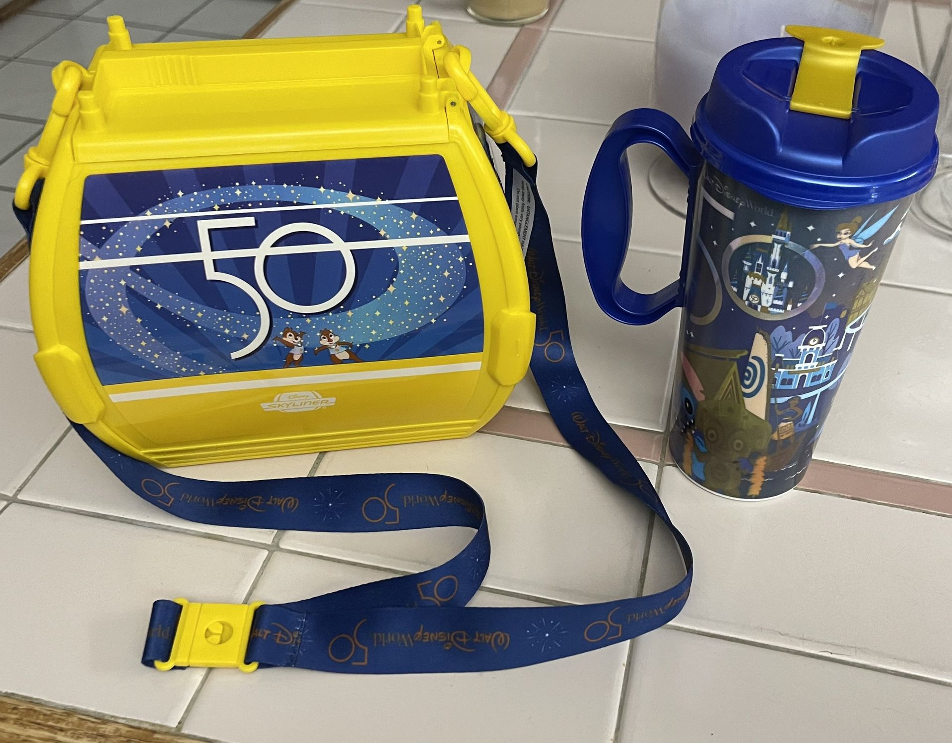 Disney 50th Anniversary Popcorn Bucket And Cup 