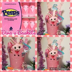 Pink Peeps Easter Theme Gift Basket